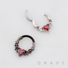 GOTHIC BAT WING CRESCENT MOON STAR SEPTUM CLICKER RING 316L SURGICAL STEEL